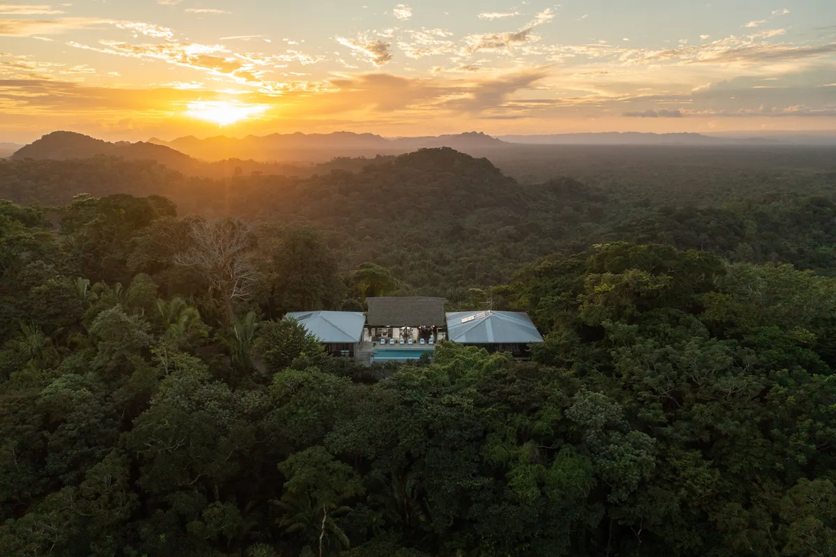 Sunset over Copal Tree Lodge