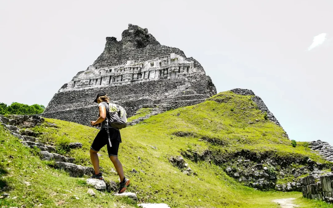 Solo Traveler at Xunantunich Mayan Ruin in San Ignacio Belize