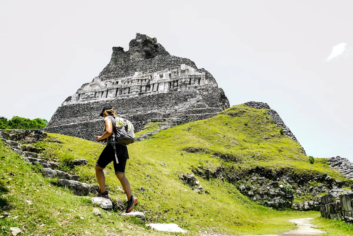 Solo Traveler at Xunantunich Mayan Ruin in San Ignacio Belize