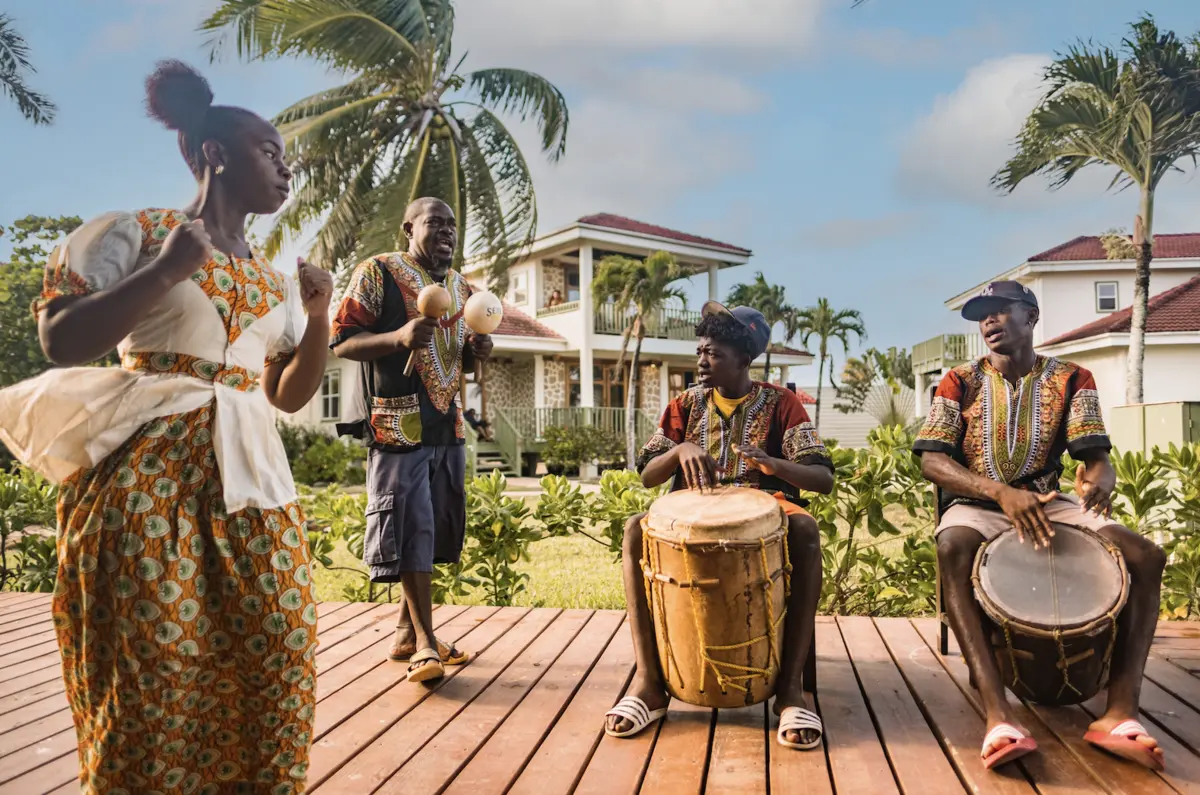 Garifuna Drumming Dancing at Hopkins Bay Resort - MuyOno Resorts